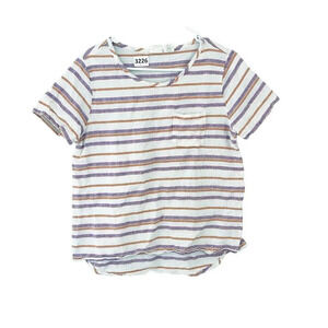 C & C California Womens Multicolor Blouse Medium Crochet Striped Casual Top